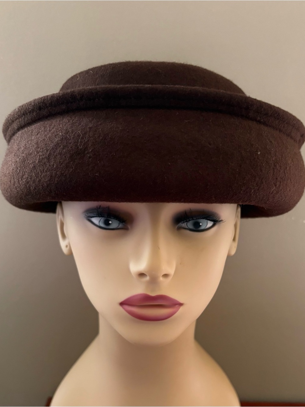 Vintage Amanda Smith Brown Wool Felt Bowler Hat Rolled Brim Made In Italy